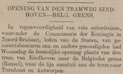 krantenartikel over de opening van de tramlijn