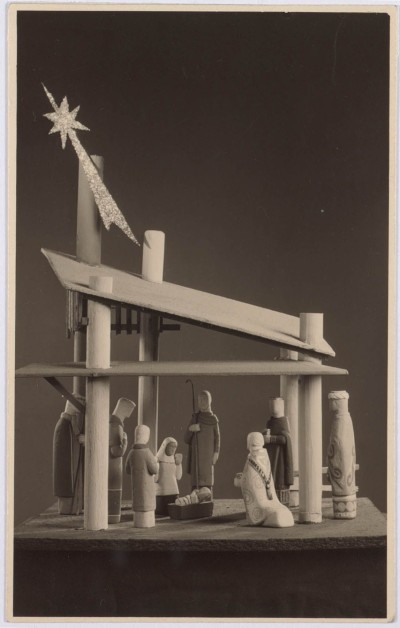 Moderne kerststal voor de Heuvel in Tilburg, ontworpen door beeldhouwer Hans Claessen. Tilburg, ?