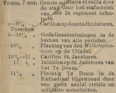 Deel van het feestprogramma in de Provinciale Noordbrabantsche en 's Hertogenbossche courant 31-08-1898 (krantenartikel via Delpher.nl)