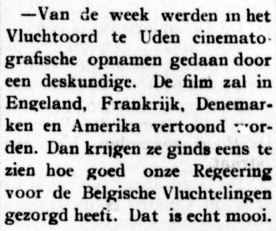 De krant schrijft over de opnames van de film, 29 maart 1916 (bron: De Volkstem via Delpher.nl)