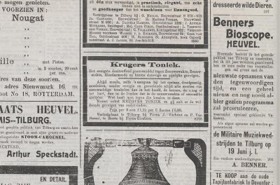 Advertentie van Benners Bioscope in de Nieuwe Tilburgsche Courant van 24 augustus 1908. 