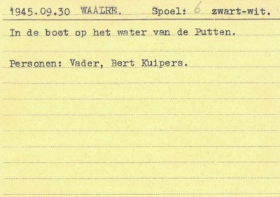Informatiekaartje bij filmspoel 6 van de films van Bernard van Dooren